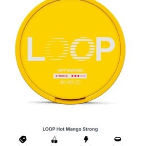 Can of LOOP Hot Mango Strong 8.6mg all white nicotine pouches from Loop pouches Australia shop | loop hot mango strong 8 6mg nicotine pouches.jpg